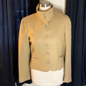 VINTAGE 80s 90s Tan Puff Sleeve Wool Blazer